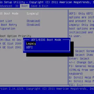 UEFI/BIOS Boot Mode