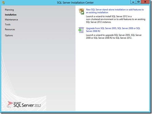 1 - SQL Server Installation Center